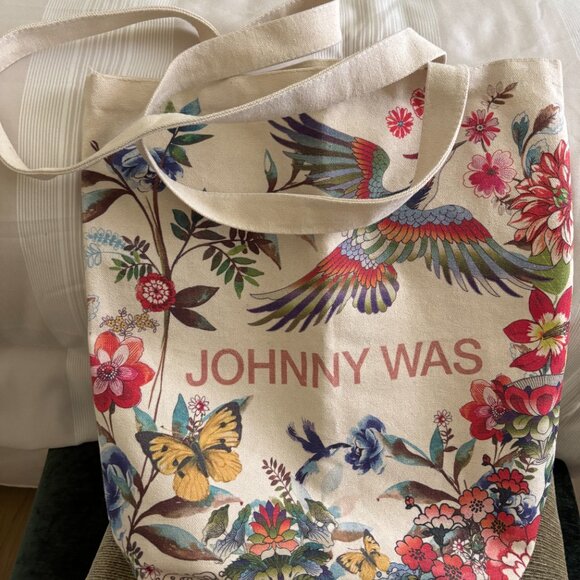 Johnny Was California Women's Canvas Shoulder Tote Bag Boho Floral Bird - Picture 9 of 9